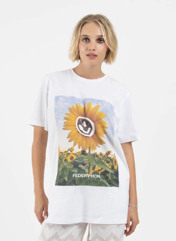 Fashionable Women's Clothing Staple Tee - Happy Sun