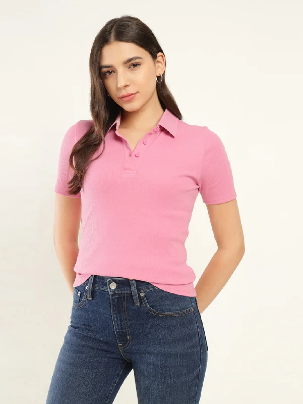 Casual Yet Chic Sales Women's Solid Slim Fit Polo T-Shirt