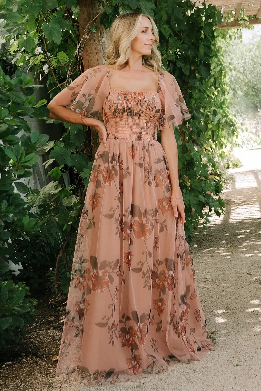 Women's Seasonal Wardrobe Clothing Cassandra Tulle Maxi Dress | Copper Floral