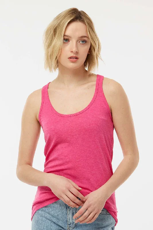 Women's Office Clothing Tultex Womens Poly-Rich Racerback Tank Top - Heather Fuchsia Pink - Closeout