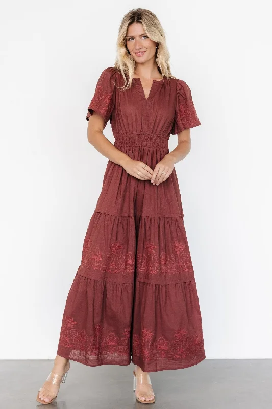 Women's Comfortable Garments Kennedy Embroidered Maxi Dress | Marsala