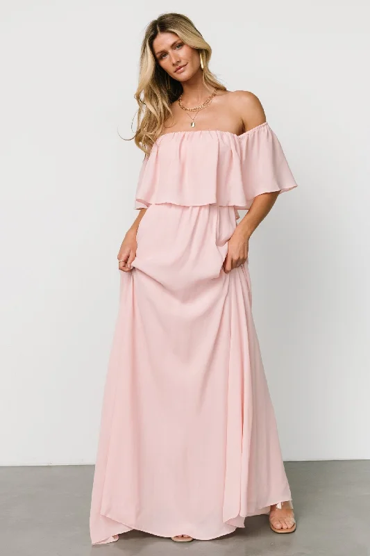 Cozy Chic Promotions Diana Off Shoulder Maxi Dress | Blush