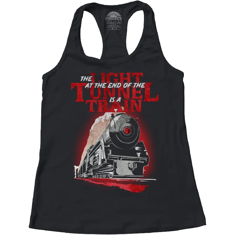 Vintage Style Deals Women's The Light at The End of The Tunnel is a Train Racerback Tank Top