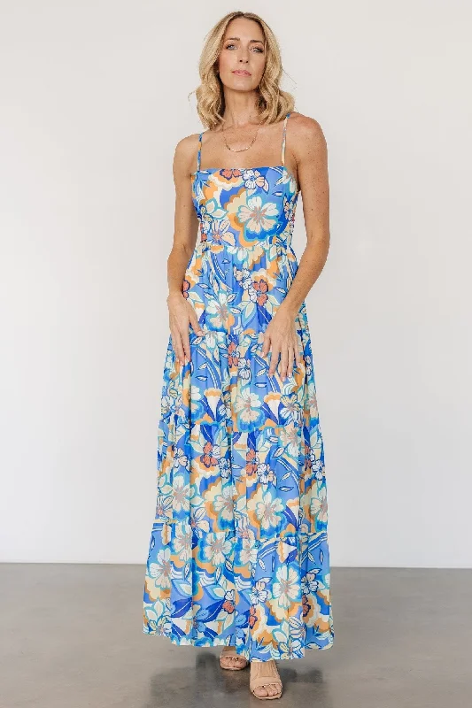 Limited Time Jannica Tie Back Maxi Dress | Blue Multi