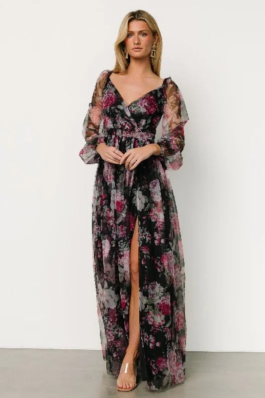 Exclusive Discounts Desiree Tulle Maxi Dress | Black + Fuchsia