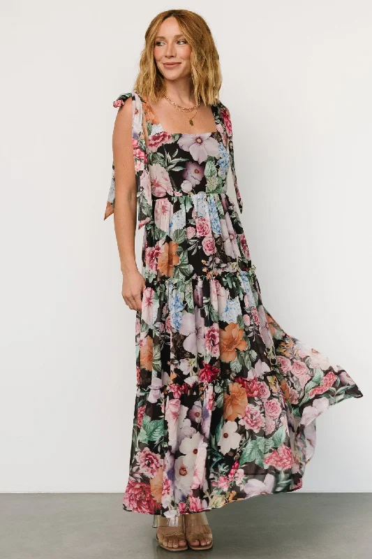 Trend Forward Threads Anita Maxi Dress | Black Multi Floral