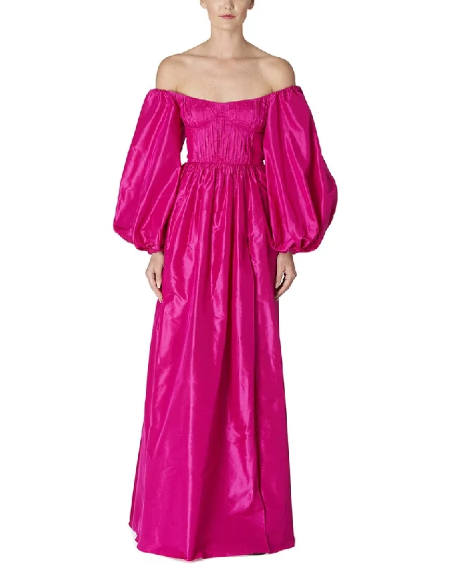 Women's Romantic Outfit Carolina Herrera Off Shoulder Balloon Sleeve Silk Gown