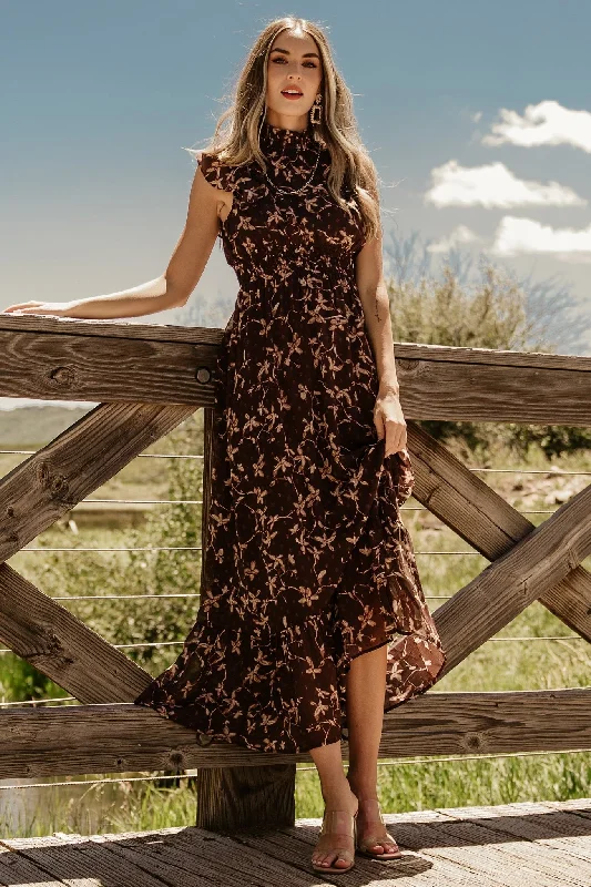 Women's Formal Event Clothing Kearny Ruffle Maxi Dress | Brown + Natural