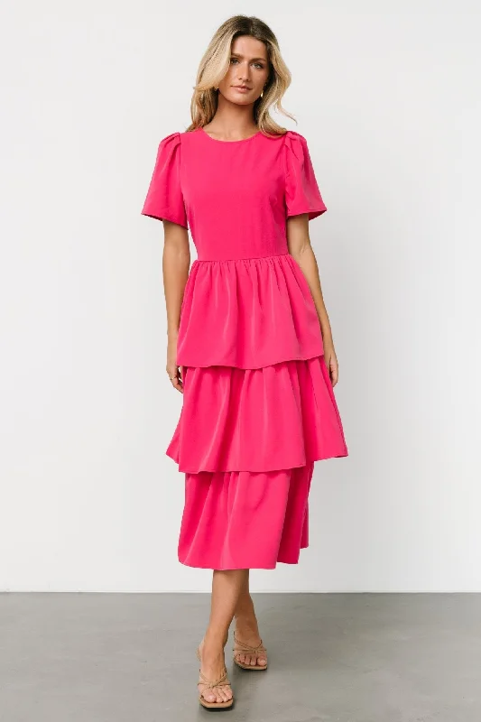 Laid-Back Fashion Offers Cadenza Tiered Maxi Dress | Deep Pink