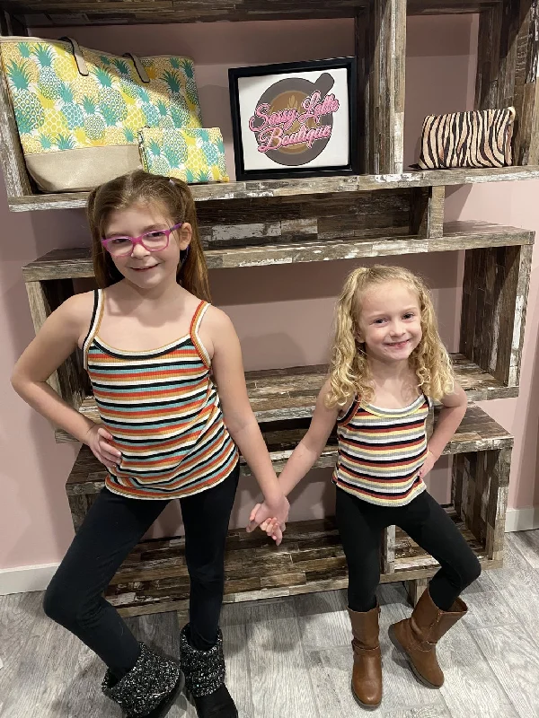 Additional Time-Limited Offers Girls Multi Color Stripe Tank Top