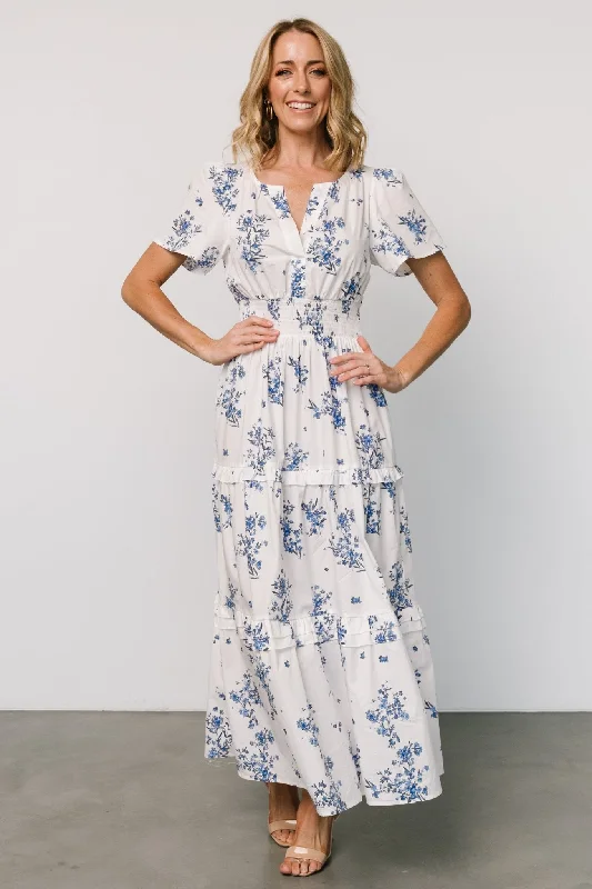 Women's Apparel And Garments Kiana Poplin Maxi Dress | Off White + Blue