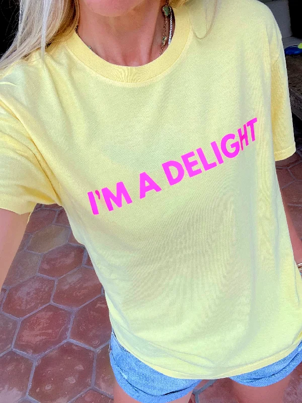 Women's Outerwear Attire I'm a Delight Yellow Tee