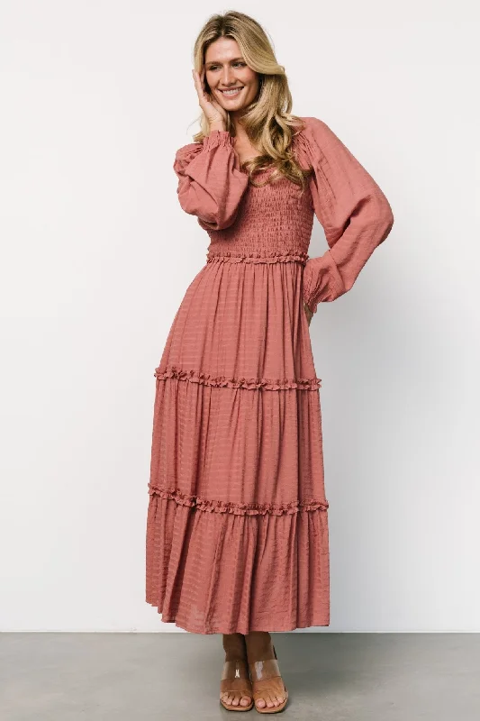 Women's Effortless Casual Outfit Rowan Tiered Dress | Vintage Rose