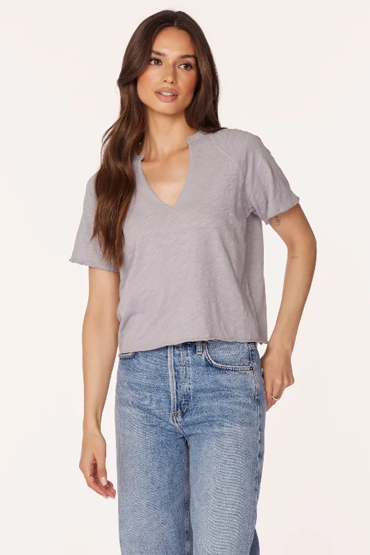 Women's Urban Clothing SPLIT NECK RAGLAN BOXY TEE