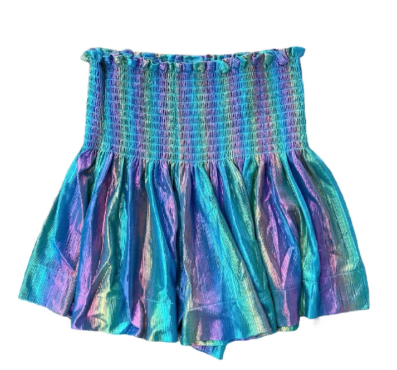 Women's Fashionable Clothing Sets Blue Rainbow Pebble Swing Shorts