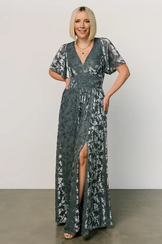 Women's Clothes And Apparel Sets Veronica Velvet Maxi Dress | Slate Blue