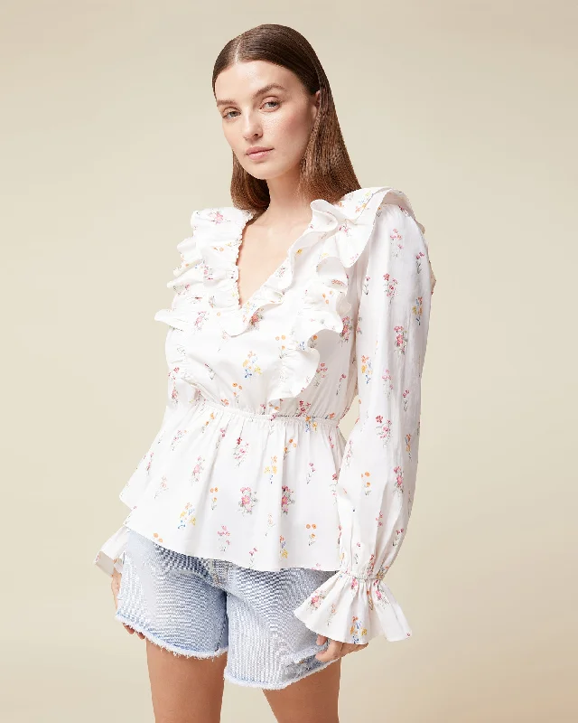 Women's Clothes For Special Occasions Ruffle Poplin Blouse