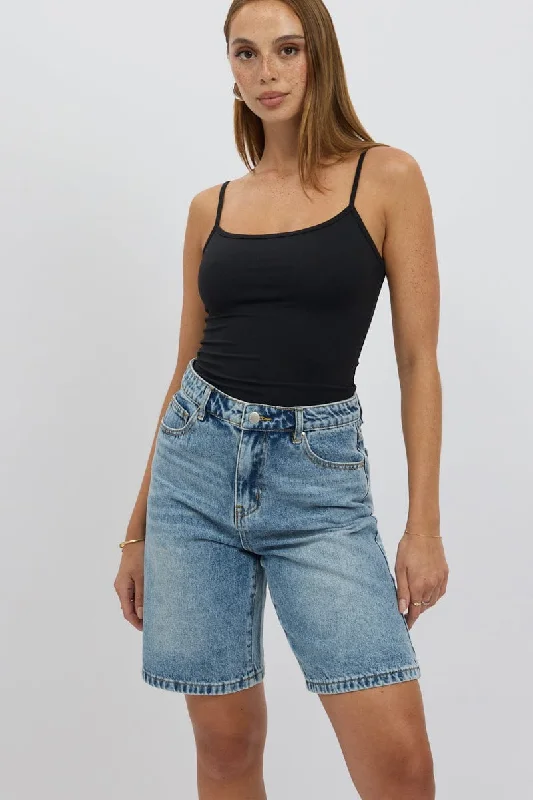 Laid-Back Fashion Offers Denim Jorts Mid Rise