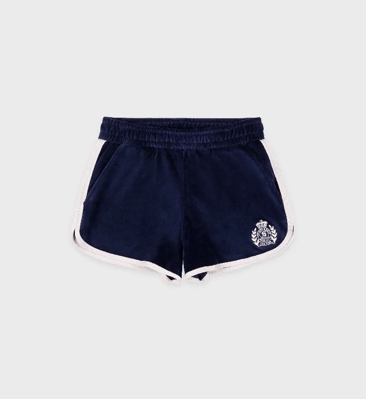 Timeless Style Promotions NY Crest Velour Short - Navy/Cream