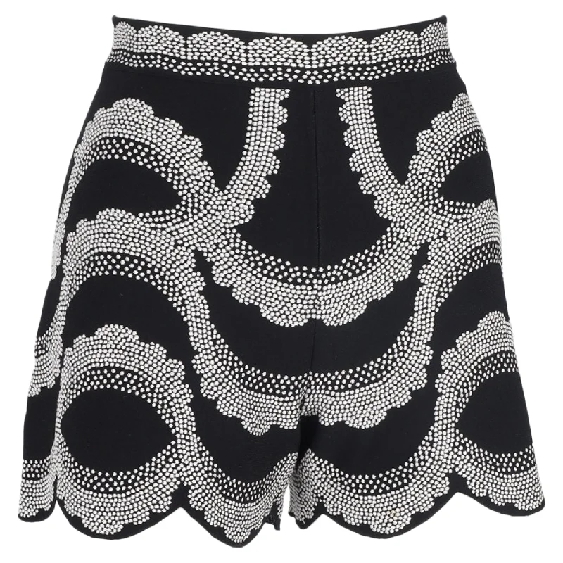 Classy Style Discounts Alexander Mcqueen Printed Scallop High-Rise Shorts in Black Viscose