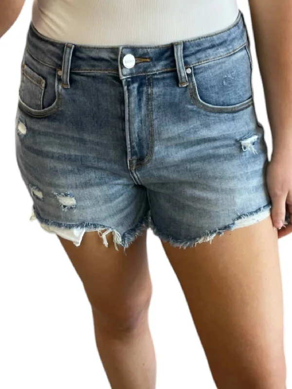 Ends Soon High Rise Distressed Shorts In Light Wash