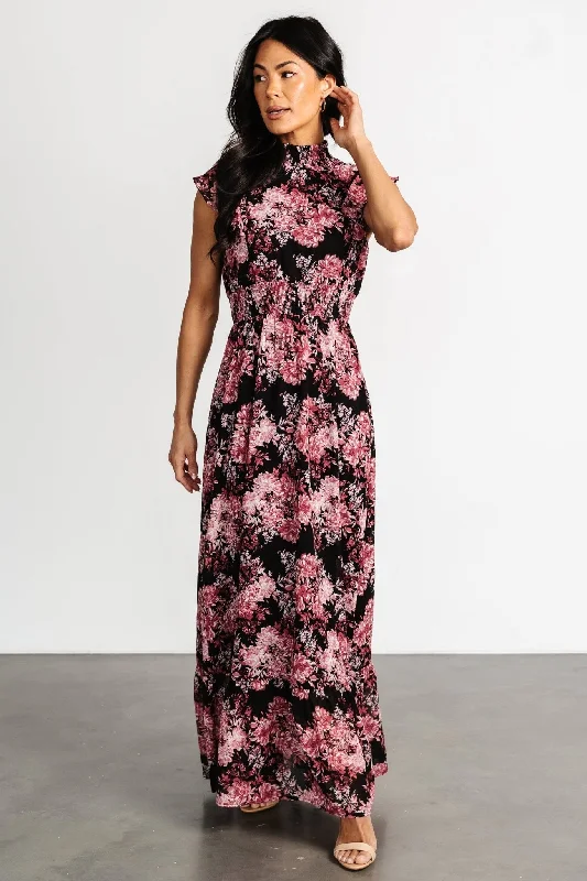 Explore What'S New Kearny Ruffle Maxi Dress | Black + Mauve