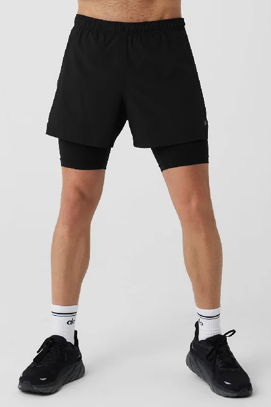 Fashion Forward 5" Revival 2-In-1 Short - Black/Black