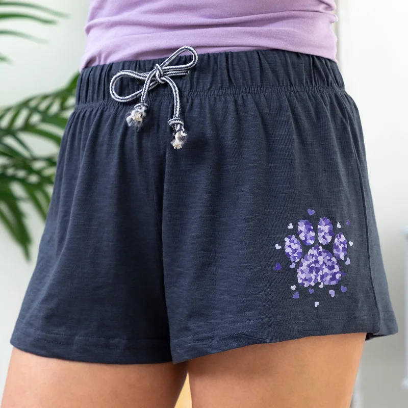 Flash Sale Now Bursting In Hearts Paw Print Slub Shorts