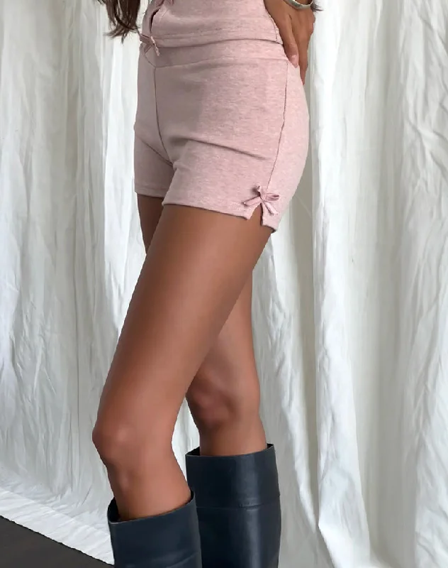 Must-Have Style Discounts Verna Bow Micro Short in Knit Sandy Pink