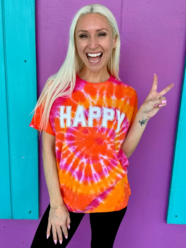 Trendy Fashion Sale Happy Orange Blossom Swirl Tie-Dye Tee