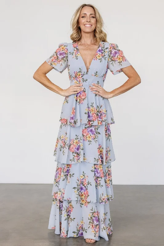 Inspired By You, Designed For You Montaigne Ruffle Maxi Dress | Light Blue Floral