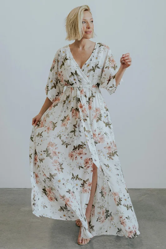 Contemporary Casual Deals Kia Kimono Maxi Dress | White Floral