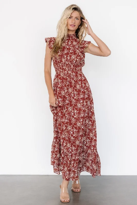 Huge Price Cut Kearny Ruffle Maxi Dress | Rust Print