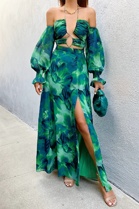 Polished Style Deals Karma Maxi Dress - Green Floral